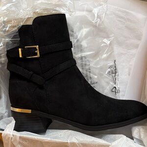 Calvin Klein Black Suede Ankle Boots size 6.5 Brand New In Box